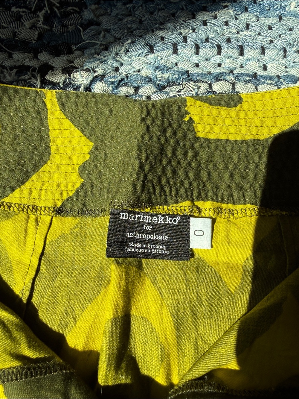 BOGO Marimekko for Anthropologie Olive and Lime Green Abstract Print Mini Skirt - Picture 5 of 7